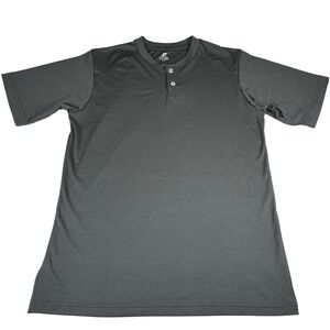 Champro Mens Gray Two Button Henley Baseball Jersey Shirt Size Medium BS11